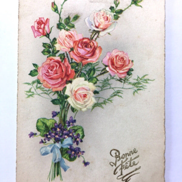 Bonne Fete - Alles Gute zum Geburtstag - Rosenstrauß - Künstlerkarte 110080 TH