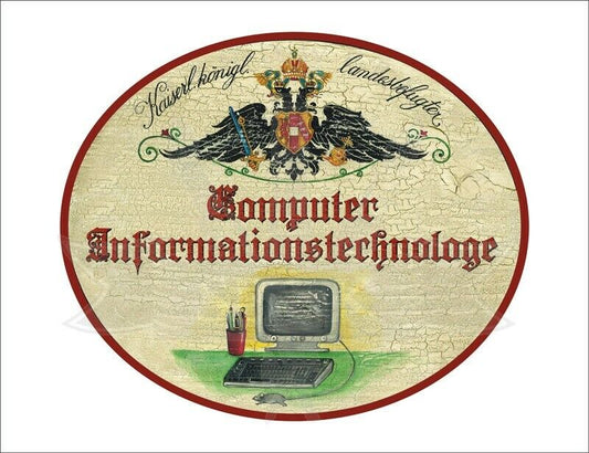 KuK Nostalgie Holzschild - Landesbefugter Computer Informationstechnologe TH