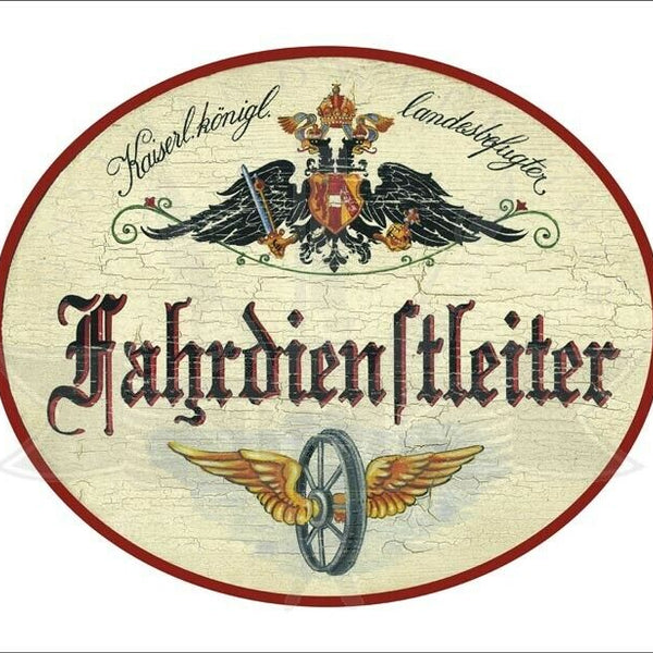KuK Nostalgie Holzschild - Landesbefugter Fahrdienstleiter - Flügelrad TH