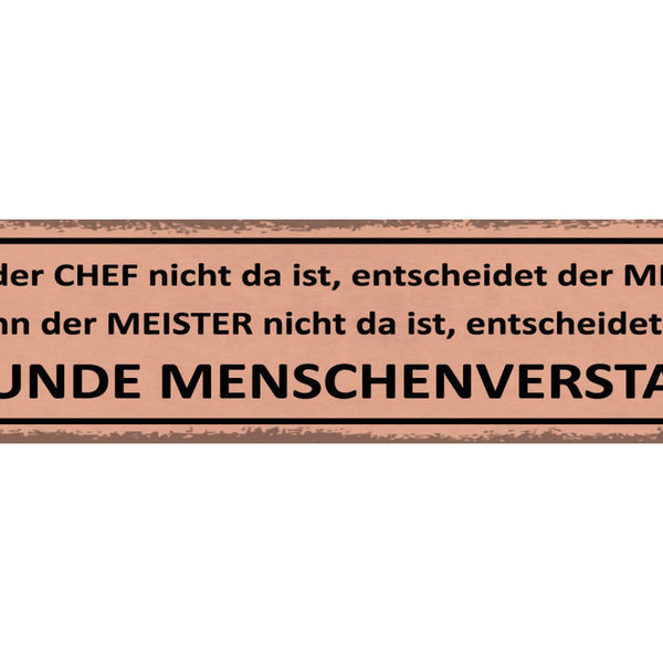 Schild Wenn Der Chef Nicht Da Ist Entscheidet Meister Gesunder Menschenverstand