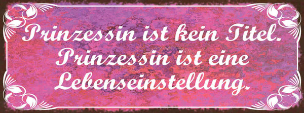 Schild Prinzessin Ist Kein Zustand Prinzessin Ist Eine Lebenseinstellung 27x10