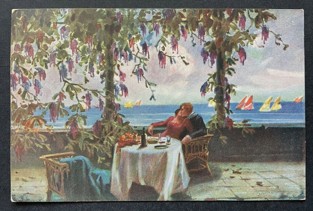 Malerei Im Rausche der Liebe A.Salvarani Paar Mann Frau Tisch Ausblick 400393 TH