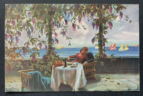Malerei Im Rausche der Liebe A.Salvarani Paar Mann Frau Tisch Ausblick 400393 TH