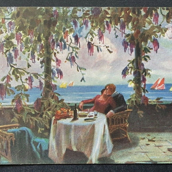 Malerei Im Rausche der Liebe A.Salvarani Paar Mann Frau Tisch Ausblick 400393 TH