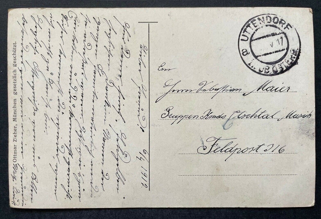 Gott schütze unsere Lieben im Felde Mutter Kind Tracht Bildstock Krieg 410797 A