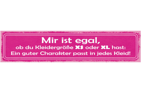 Schild Egal Ob Du Kleidergröße XS oder XL Hast Guter Charakter Passt Jedes Kleid