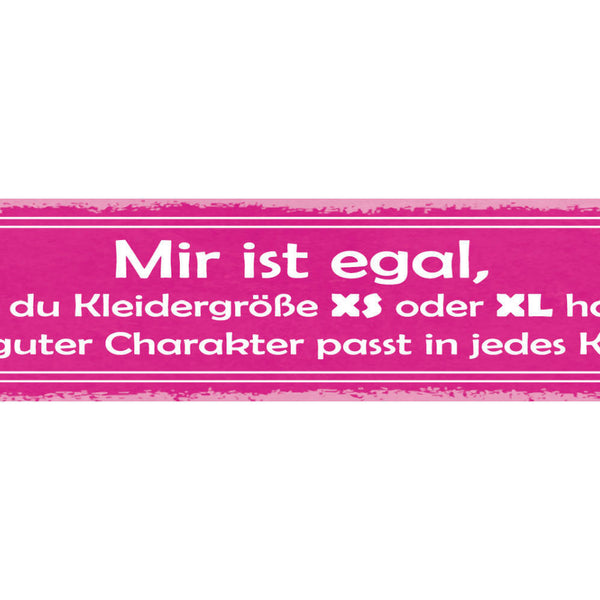 Schild Egal Ob Du Kleidergröße XS oder XL Hast Guter Charakter Passt Jedes Kleid