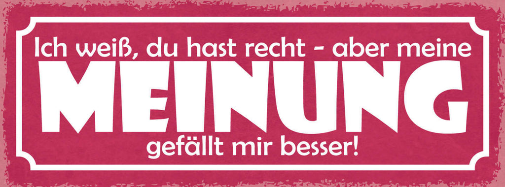 Schild Ich Weiß Du Hast Recht Aber Meine Meinung Gefällt Mir Besser 27x10