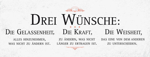 Schild 3 Wünsche Gelassenheit Kraft Weisheit Ändern Ertragen 27x10 Blech od.Holz
