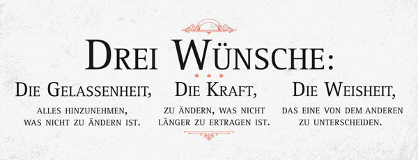 Schild 3 Wünsche Gelassenheit Kraft Weisheit Ändern Ertragen 27x10 Blech od.Holz