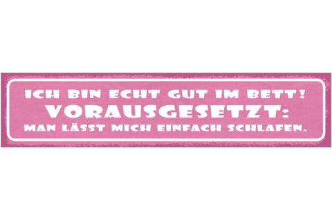 Schild Ich Bin Echt Gut Im Bett Vorausgesetzt Man Lässt Mich Einfach Schlafen