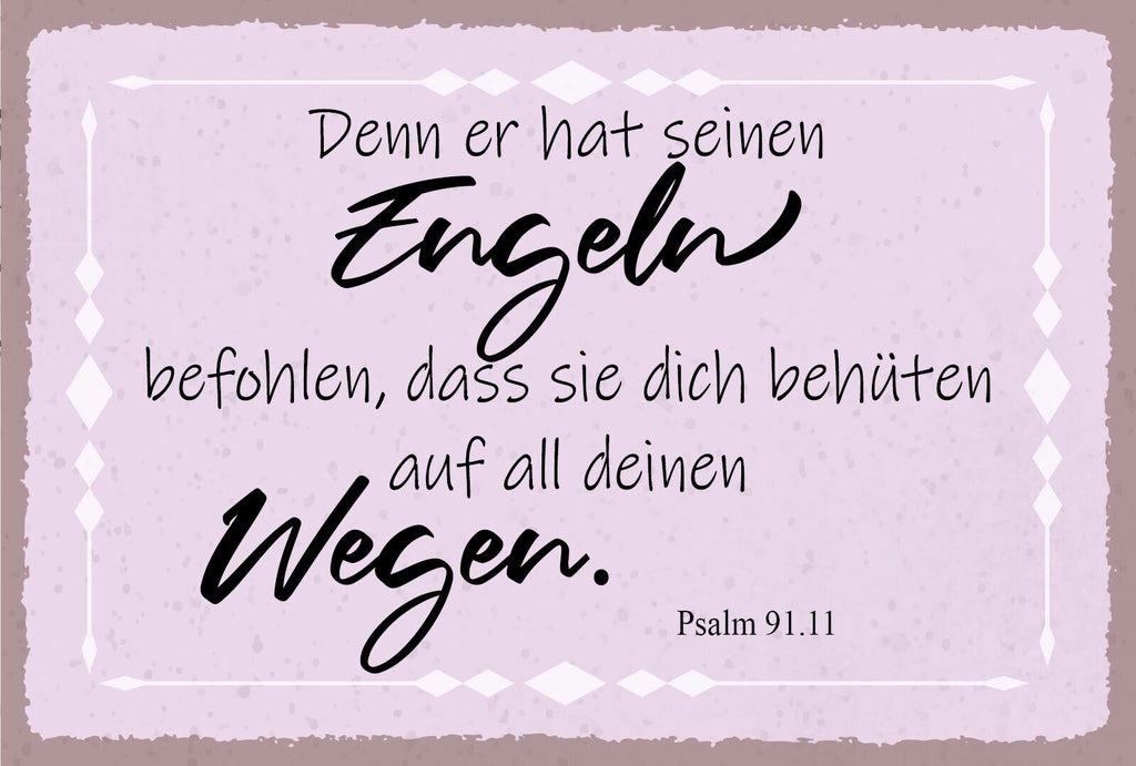 Schild Engeln Behüten Schutz Psalm Bibel 12x18 / 20x30 / 30x40 Blech od. Holz