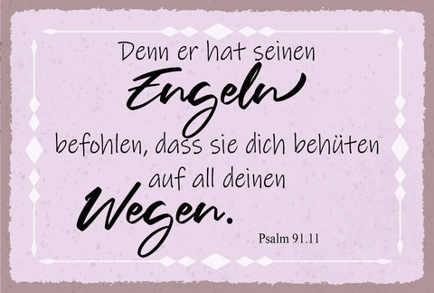 Schild Engeln Behüten Schutz Psalm Bibel 12x18 / 20x30 / 30x40 Blech od. Holz