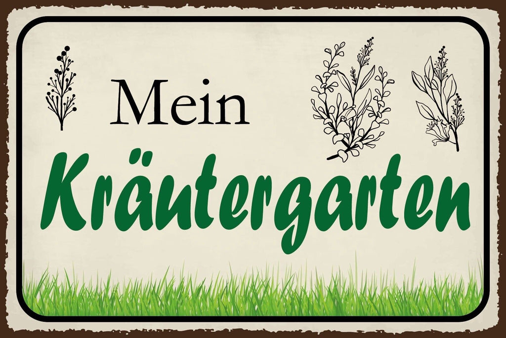 Nostalgie Schild Mein Kräuter Garten Gewürz 12x18 / 20x30 / 30x40 Blech od.Holz