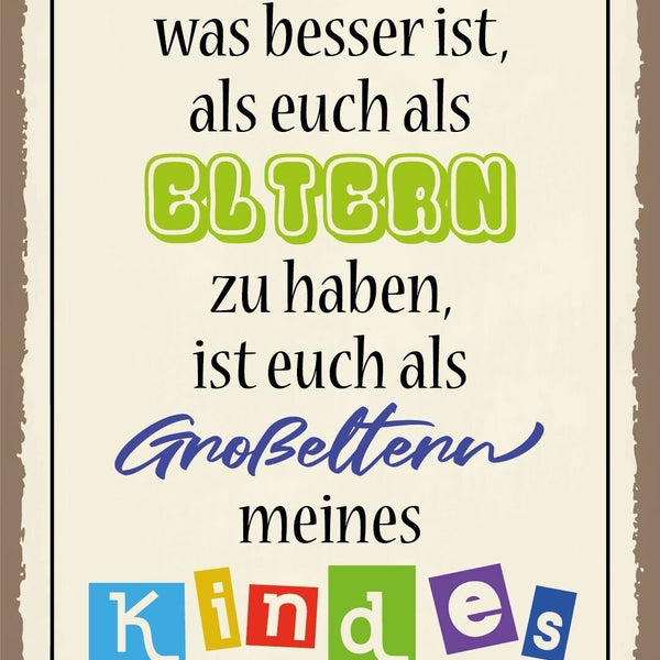 Schild Eltern Großeltern Kind Mutter Vater 12x18 / 20x30 / 30x40 Blech od. Holz