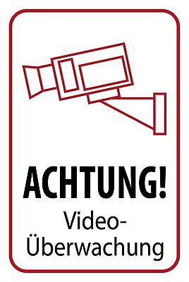 Schild Achtung Video Überwachung Camera 12x18 / 20x30 / 30x40 Blech od. Holz
