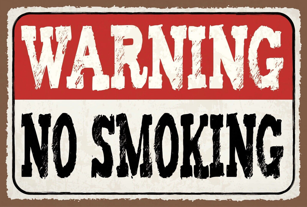 Schild Warning No Smoking Rauchen Zigarette 12x18 / 20x30 / 30x40 Blech od. Holz