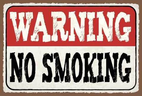 Schild Warning No Smoking Rauchen Zigarette 12x18 / 20x30 / 30x40 Blech od. Holz