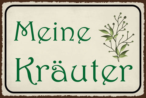 Nostalgie Schild Meine Kräuter Garten Gewürz 12x18 / 20x30 / 30x40 Blech od.Holz