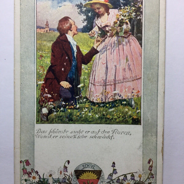 Deutscher Schulverein - Die Glocke - Paar pflückt Blume / Künstlerkarte 30131 TH