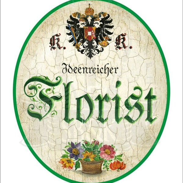 KuK Nostalgie Holzschild - Ideenreicher Florist - Blumenstrauß Topf TH