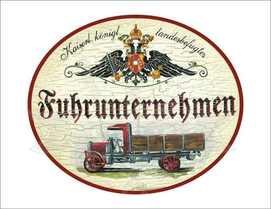 KuK Nostalgie Holzschild - Landesbefugtes Fuhrunternehmen - Lastwagen LKW TH