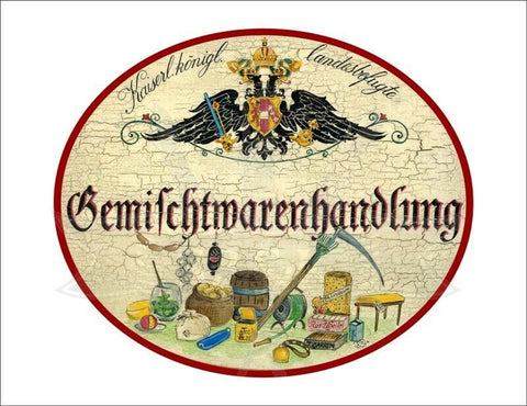 KuK Nostalgie Holzschild - Landesbefugte Gemischtwarenhandlung TH