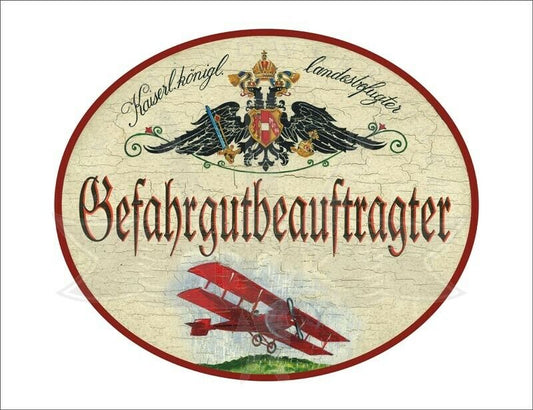 KuK Nostalgie Holzschild - Landesbefugter Gefahrgutbeauftrager - Doppeldecker TH