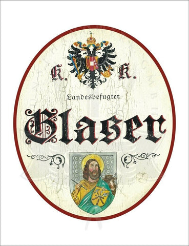 KuK Nostalgie Holzschild - Landesbefugter Glaser - Werkzeuge TH