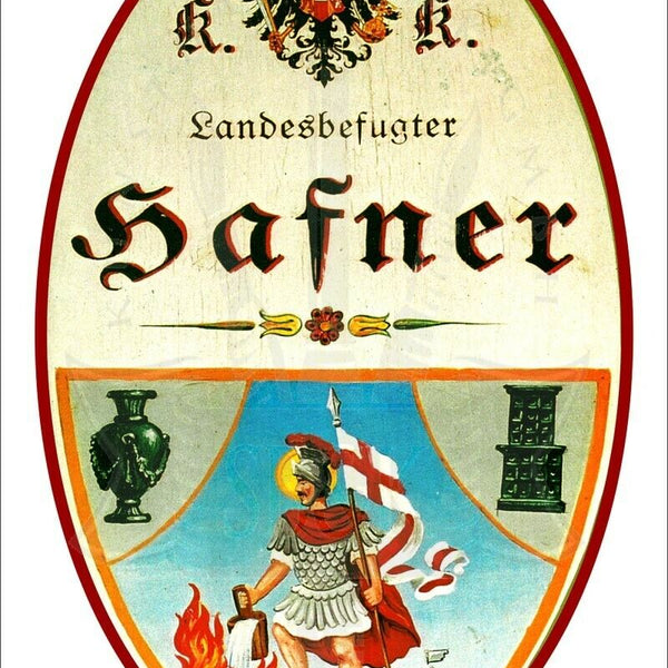 KuK Nostalgie Holzschild - Landesbefugter Hafner - Topf Ofen TH