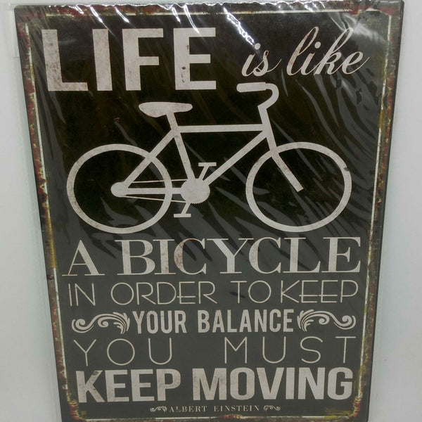 Nostalgie Retro Schild "Life is like a bicycle" 35x26 50243