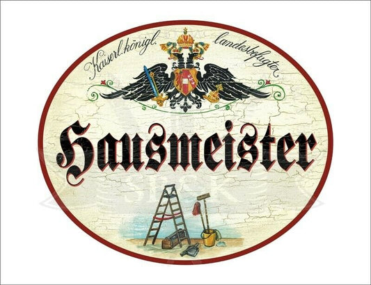 KuK Nostalgie Holzschild - Landesbefugter Hausmeister - Leiter Werkzeug TH