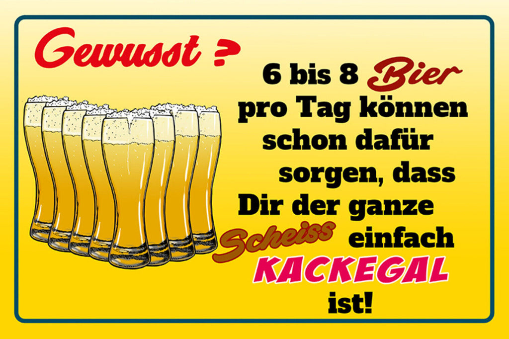Schild Spruch Gewußt 6 bis 6 Bier können dafür sorgen ganze Scheiß kackegal JW
