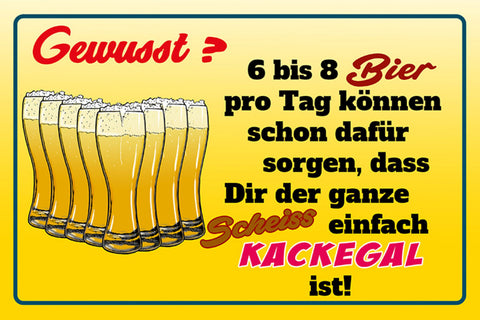 Schild Spruch Gewußt 6 bis 6 Bier können dafür sorgen ganze Scheiß kackegal JW