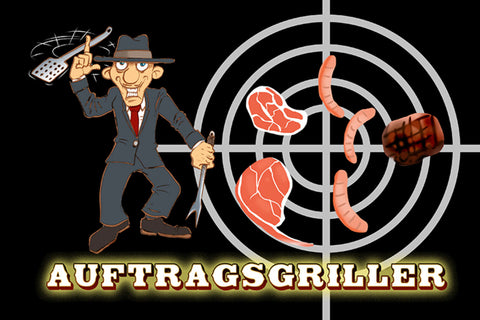 Schild Spruch Auftragsgriller Mafia Essen JW