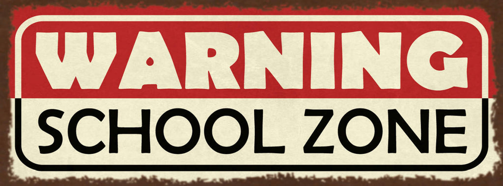 Schild Warning School Zone Warnung Schule Schulzone Gebiet  27x10 Blech od.Holz