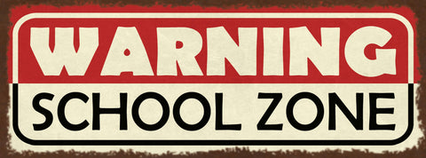Schild Warning School Zone Warnung Schule Schulzone Gebiet  27x10 Blech od.Holz