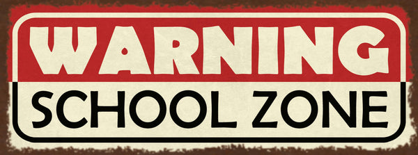 Schild Warning School Zone Warnung Schule Schulzone Gebiet  27x10 Blech od.Holz