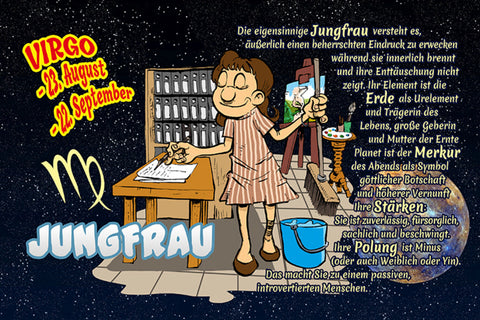 Schild Spruch Sternzeichen Jungfrau JW