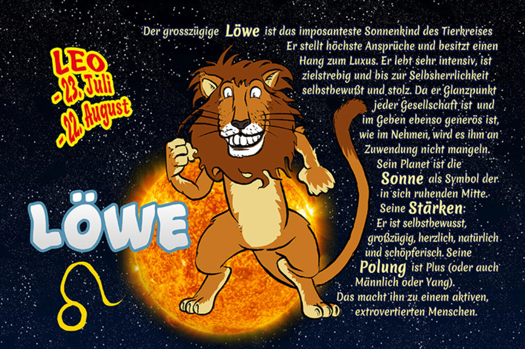 Schild Spruch Sternzeichen Löwe JW