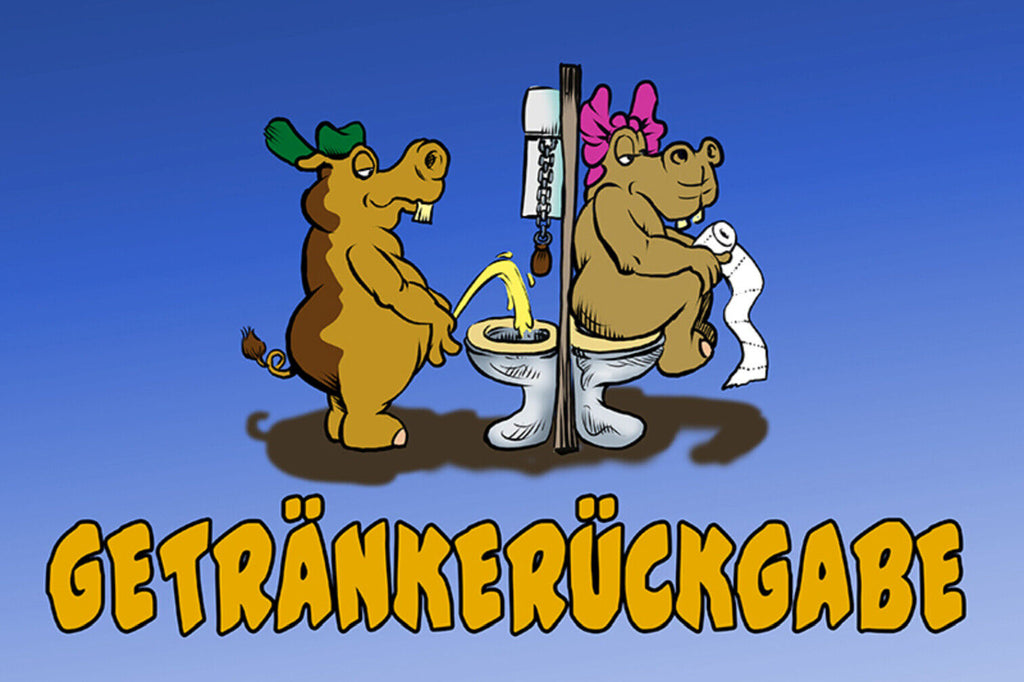 Schild Spruch Getränkerückgabe Toilette Nilpferd JW