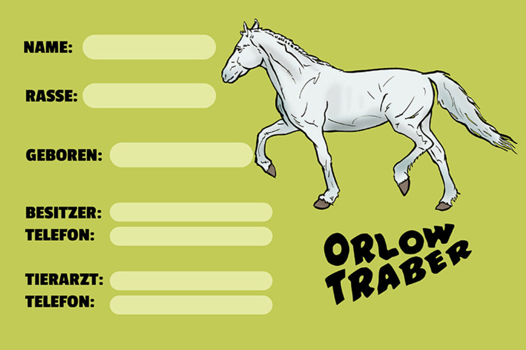 Schild Spruch Orlow Traber Pferd Steckbrief JW