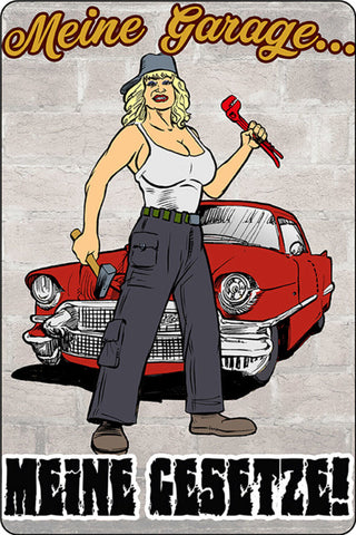 Schild Spruch Meine Garage Meine Gesetze Frauen JW