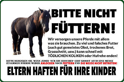 Schild Spruch Bitte Pferde nicht füttern Eltern haften für ihre Kinder Verbot JW