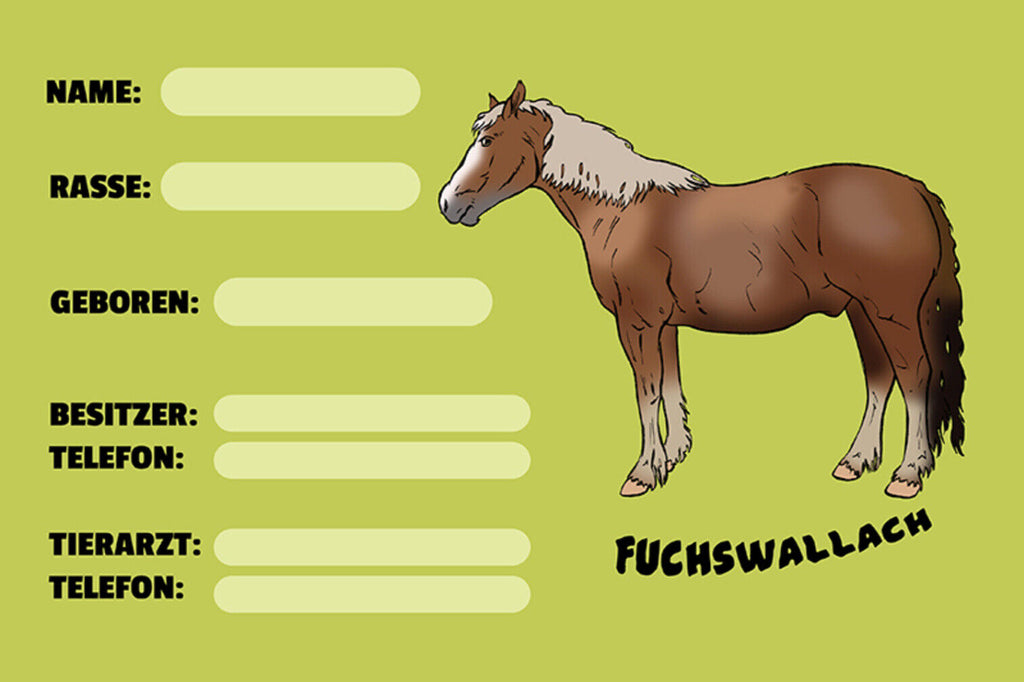 Schild Spruch Fuchswallach Pferd Steckbrief JW