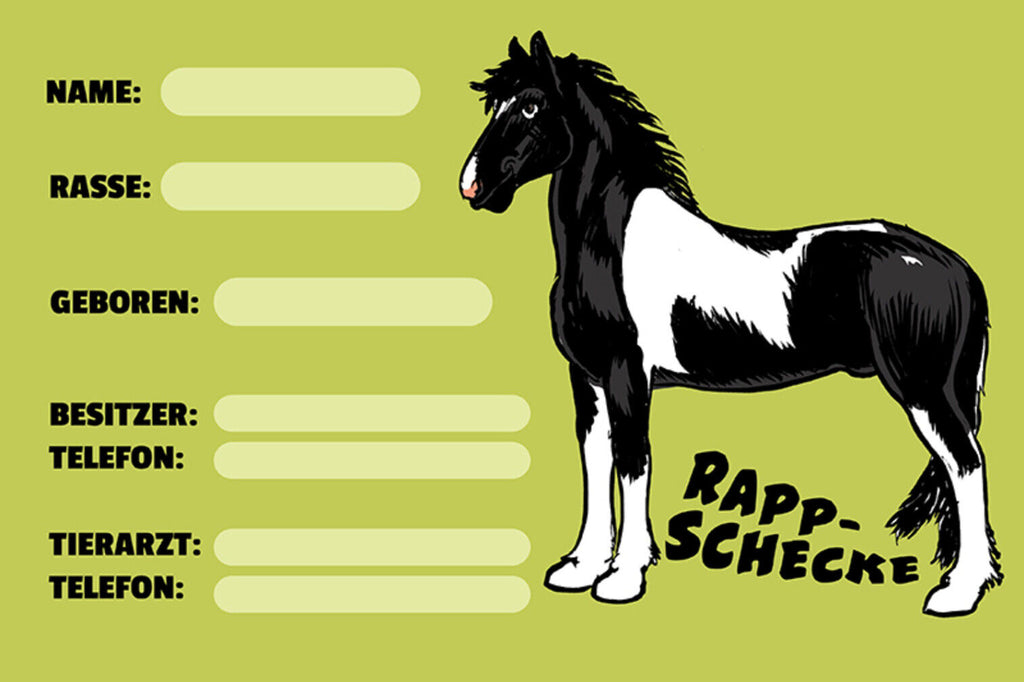 Schild Spruch Rapp-Schecke Pferd Steckbrief JW