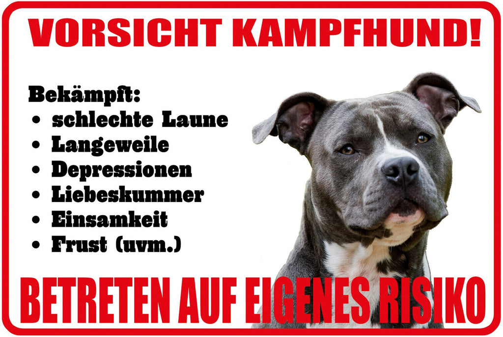 Schild Spruch Vorsicht Kampfhund Betreten auf eigenes Risiko Warnung JW