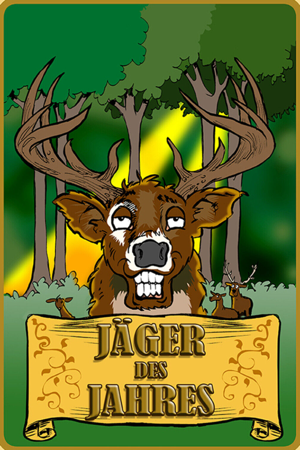 Schild Spruch Jäger des Jahres Hirsch JW