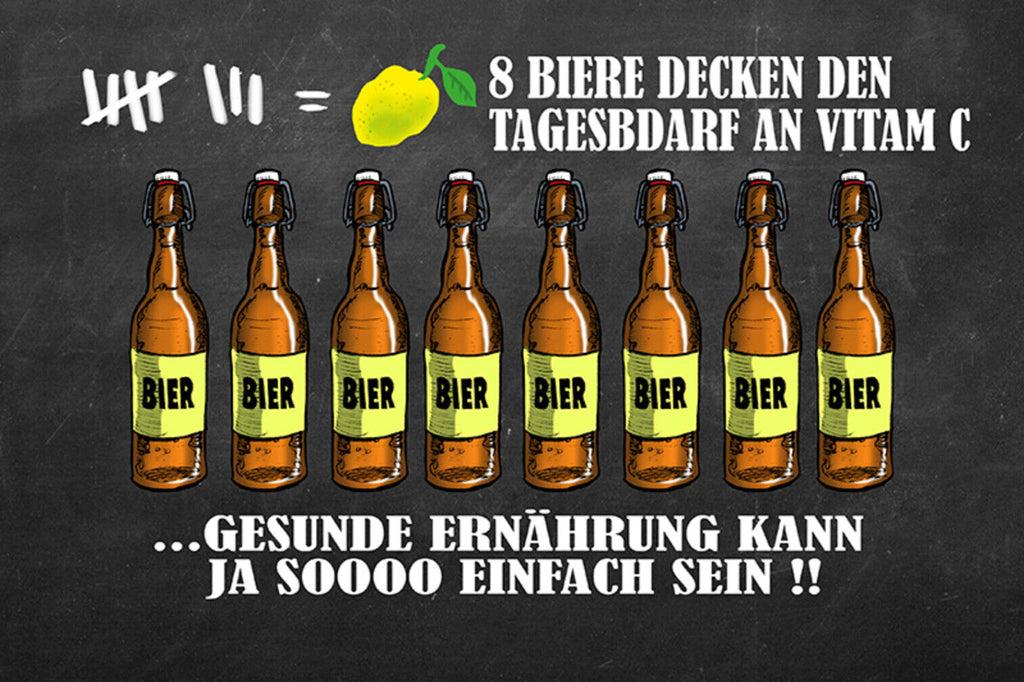 Schild Spruch 8 Biere decken den Tagesbedarf an Vitamin C Alkohol JW