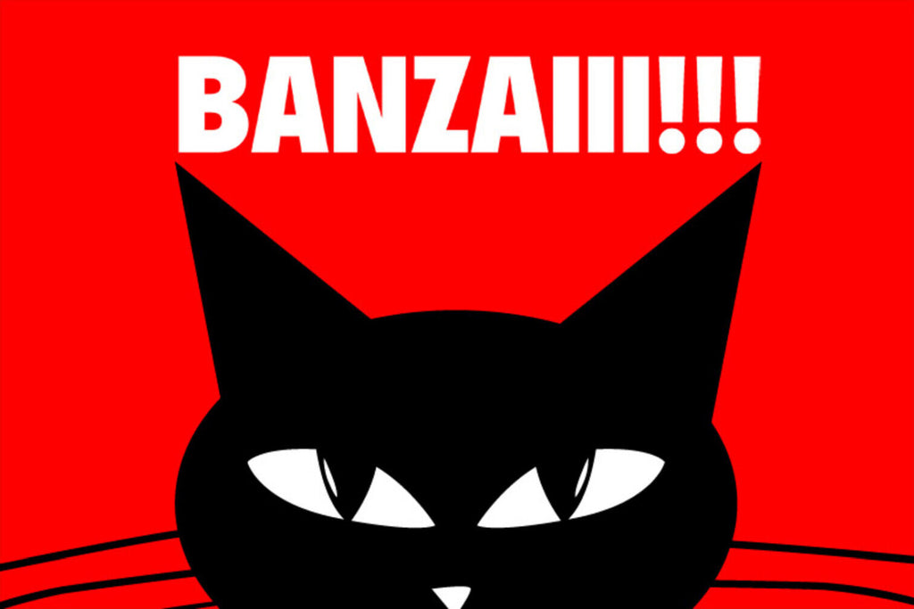 Schild Spruch Banzaiii! Katze Comic Warnung Gefahr JW